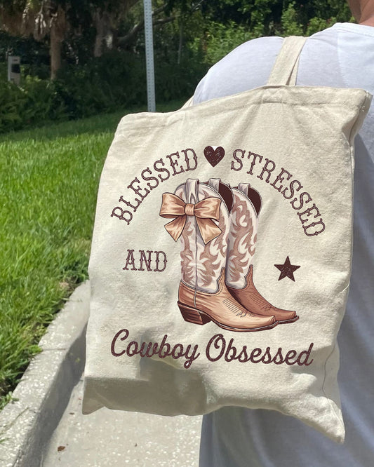 BLESSED STRESSED TOTE BAGS
