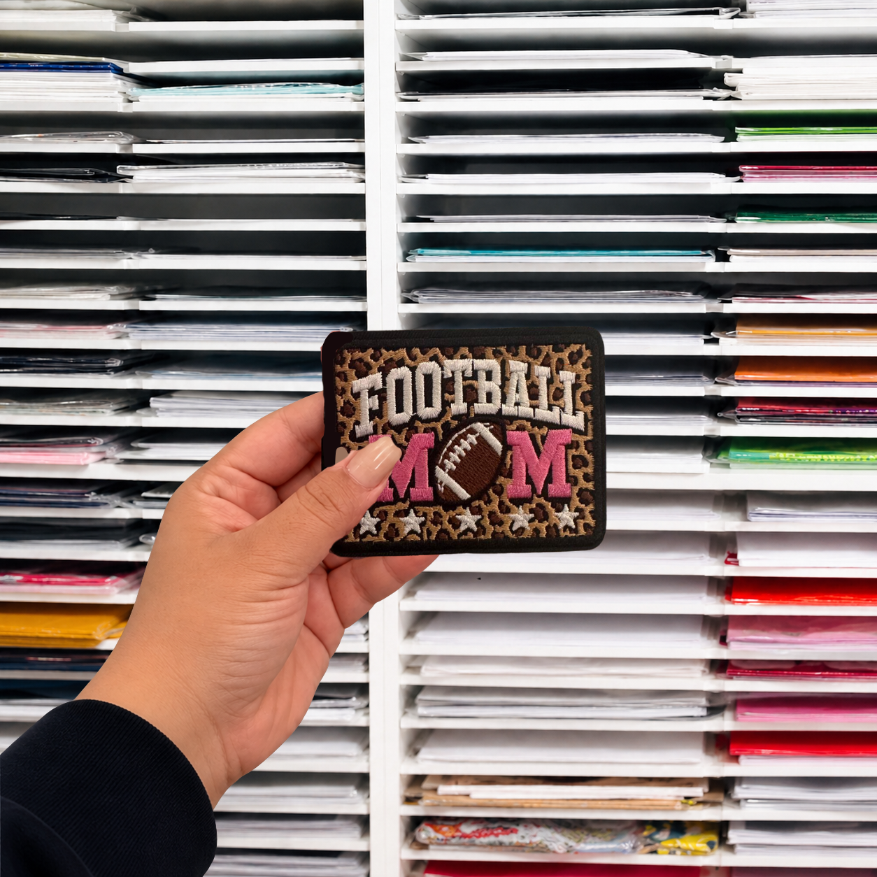 FOOTBALL MOM IRON ON PATCH