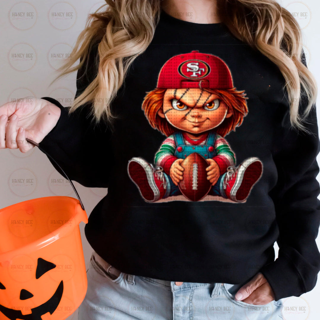 RED FOOTBALL CHCKY SWEATERS