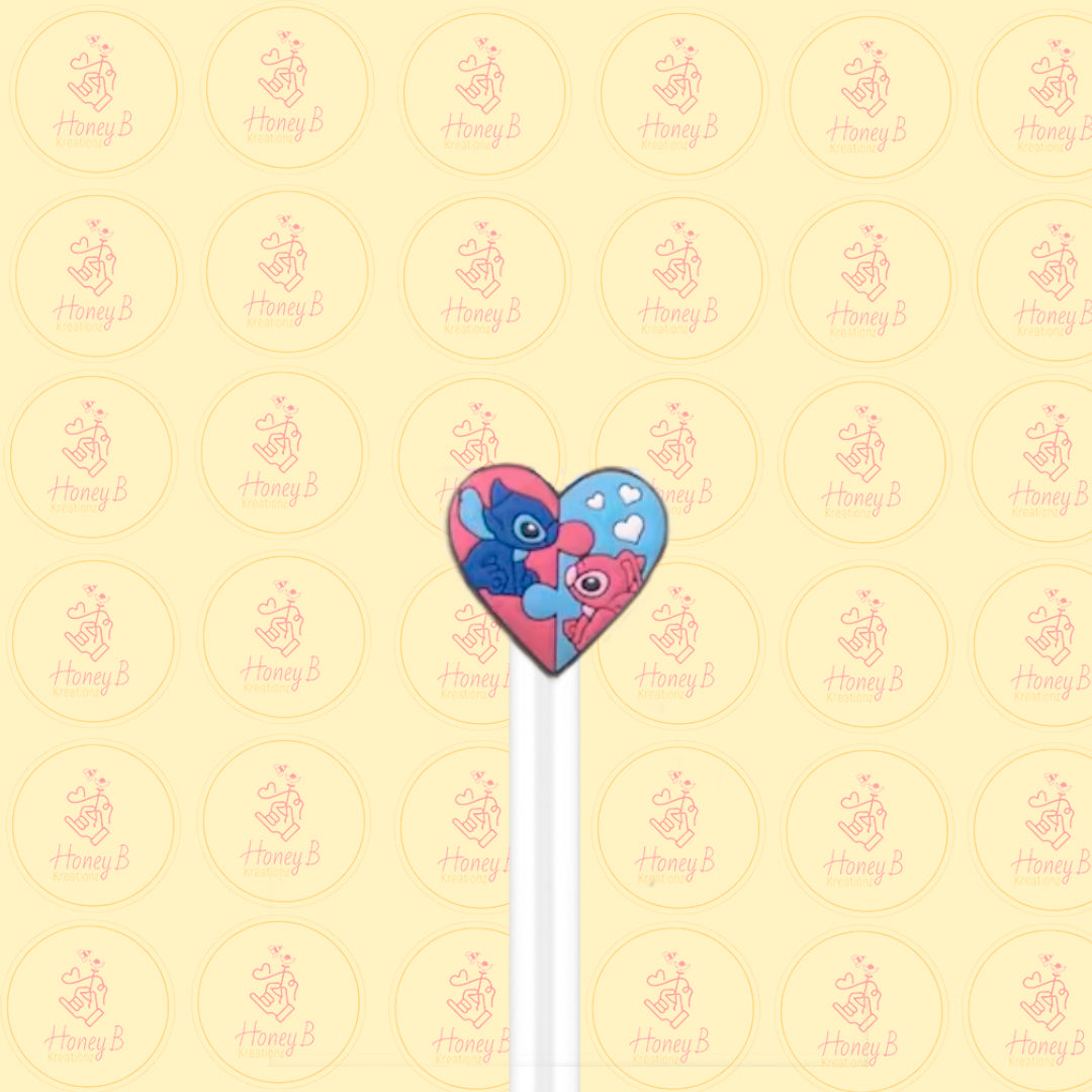 S & AGL HEART STRAW TOPPER