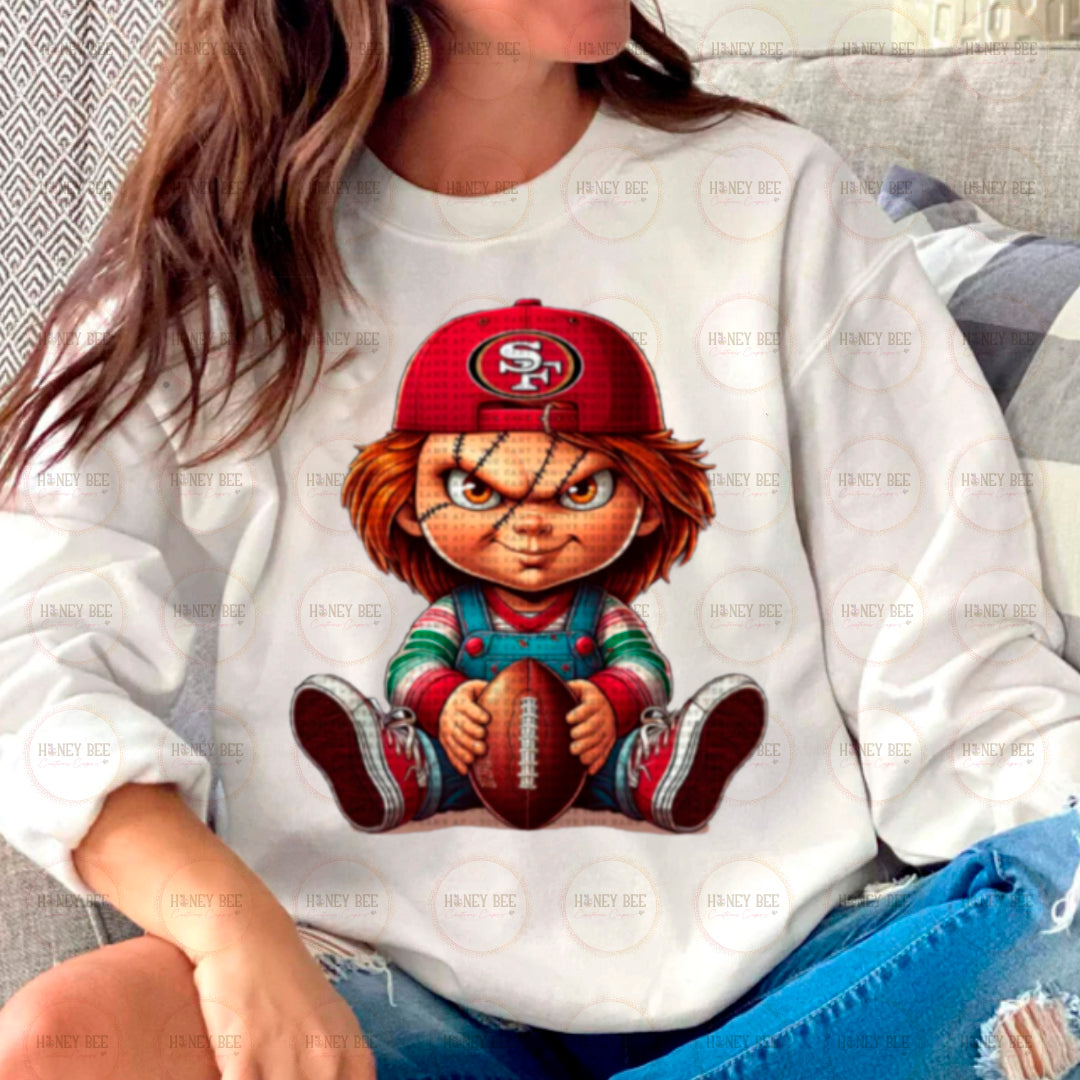 RED FOOTBALL CHCKY SWEATERS