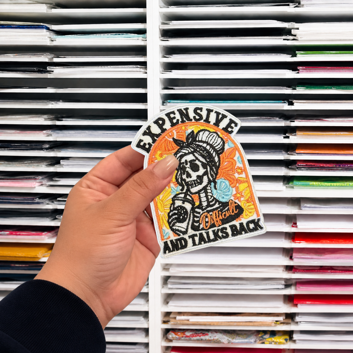 EXPENSIVE SKULL IRON ON PATCH