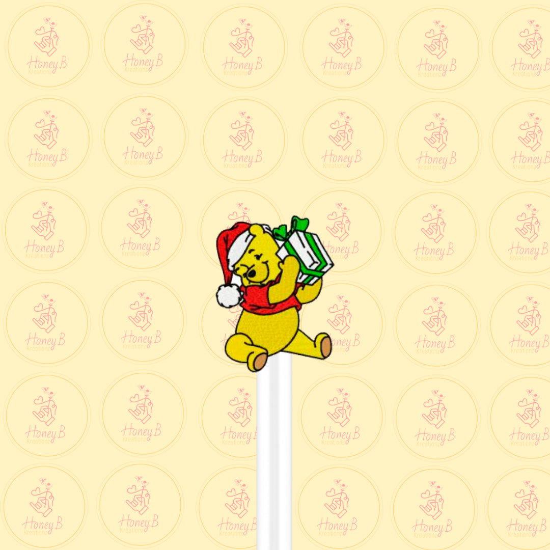 HONEY BEAR XMAS 1 STRAW TOPPER