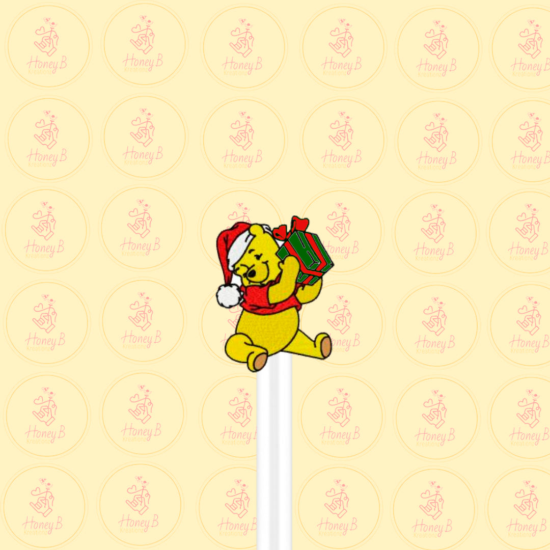 HONEY BEAR XMAS 2 STRAW TOPPER