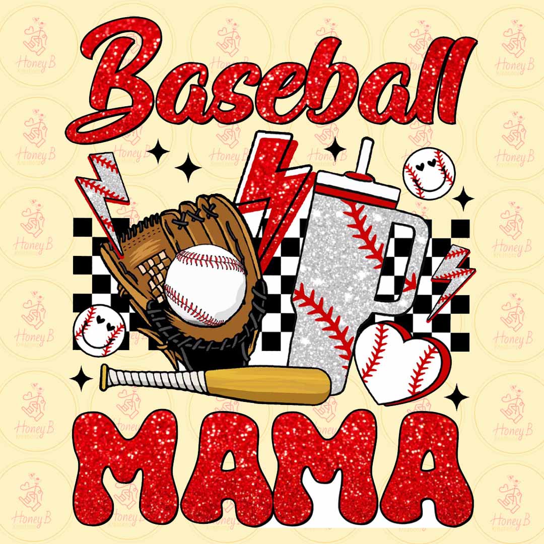 BASEBALL MAMA RED DTF