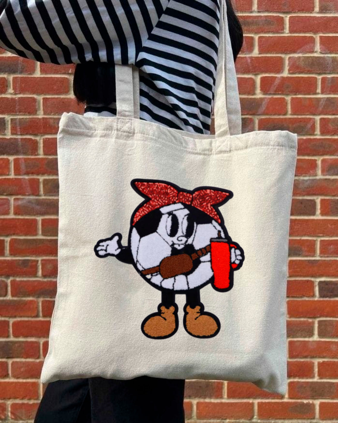 SOCCER BALL PATCH TOTE BAGS