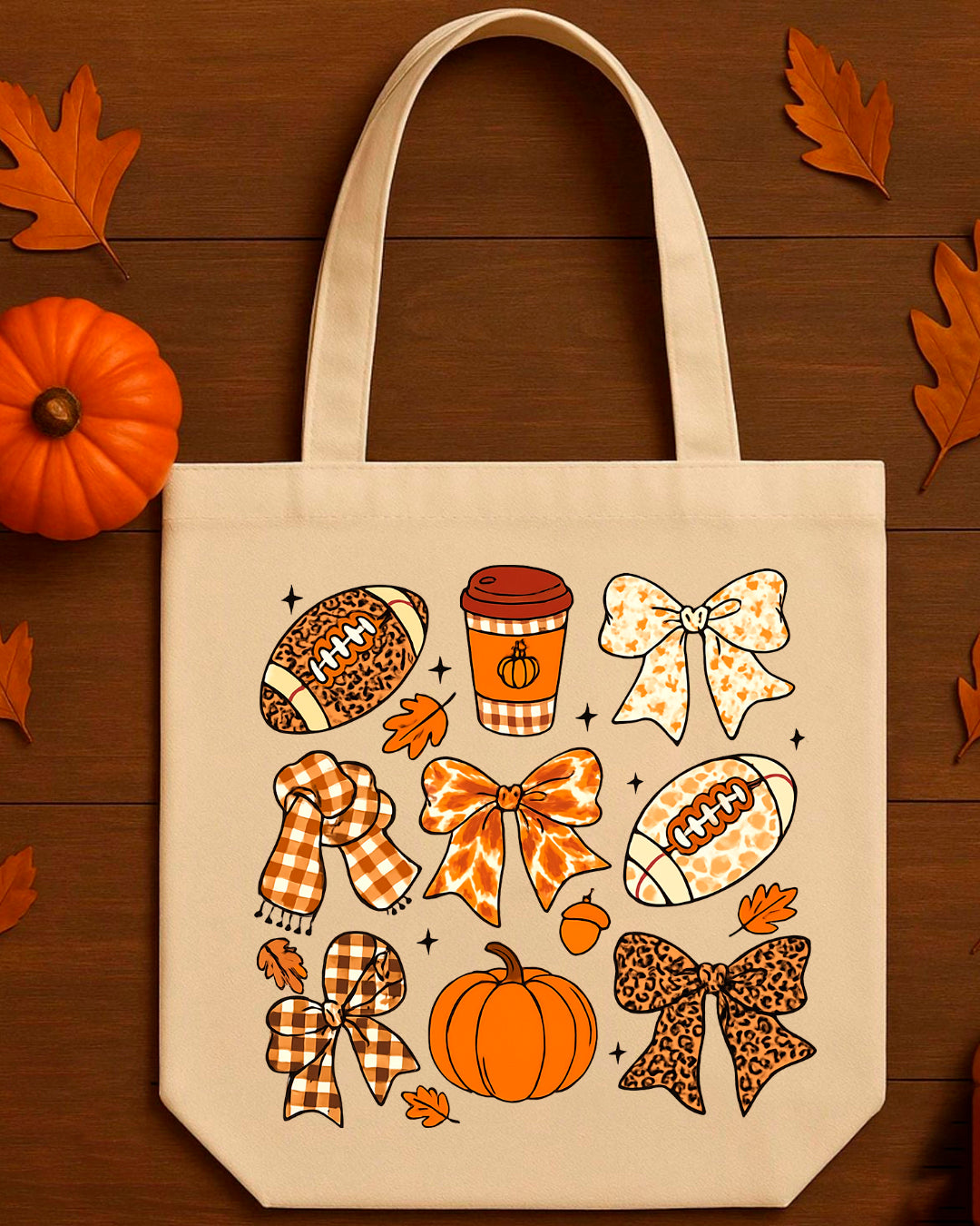 PUMPKIN FOOTBALL TOTE BAG