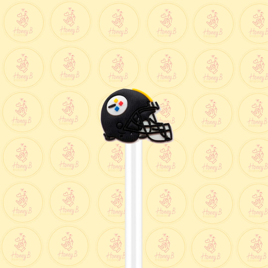 BLACK BASEBALL STRAW TOPPER
