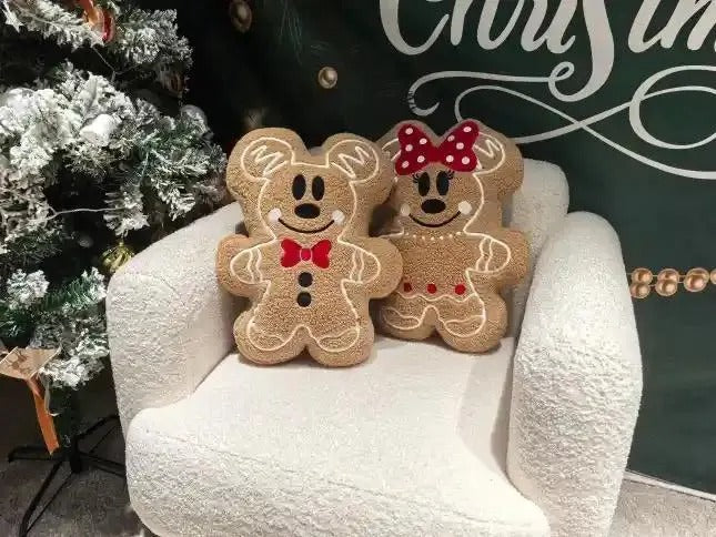 GIRL & BOY CHRISTMAS GINGERBREAD MOUSE PILLOW