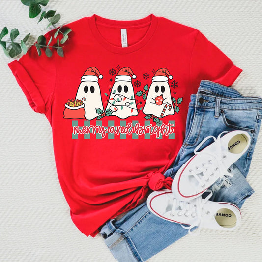 MERRY AND BRIGHT GHOST SHIRT