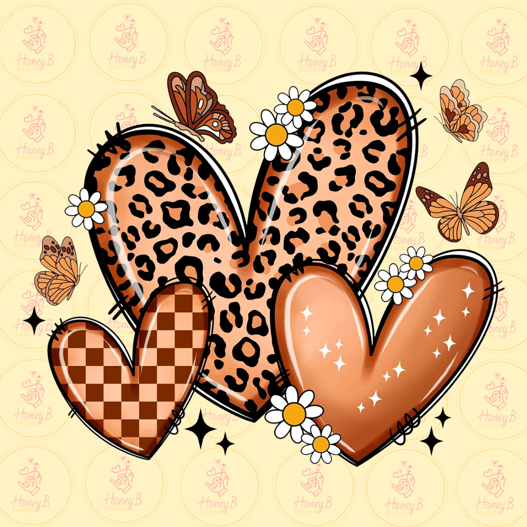 HEARTS BROWN DTF