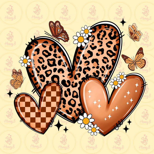 HEARTS BROWN DTF
