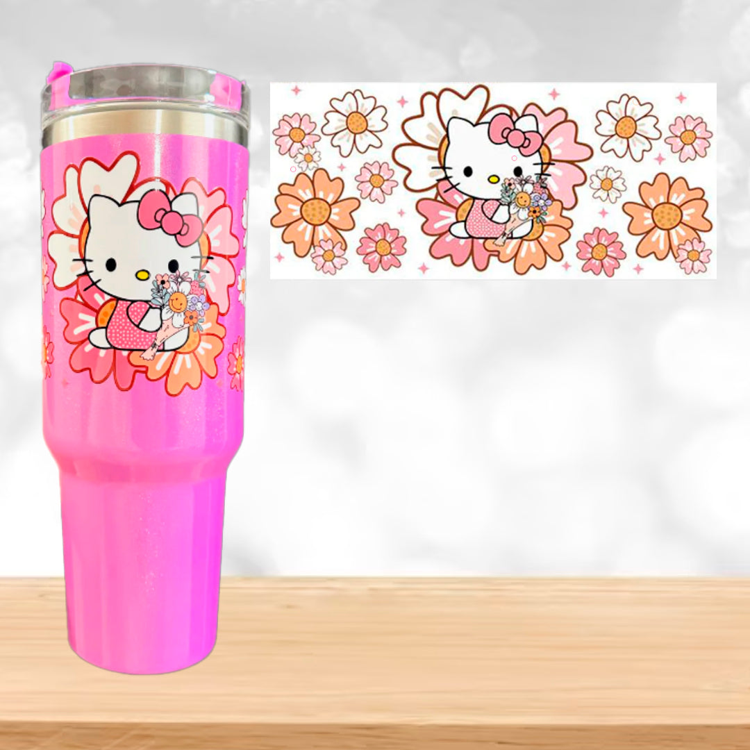 HK PINK FLOWERS 40 OZ TUMBLER