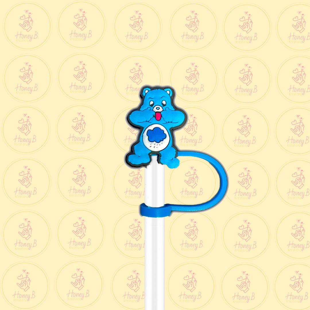 BEAR BLUE STRAW TOPPER