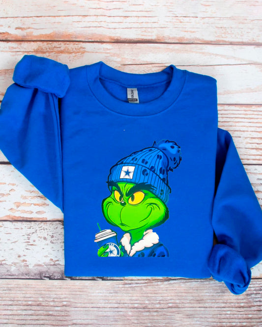 GRNCH FAN BLUE SWEATERS