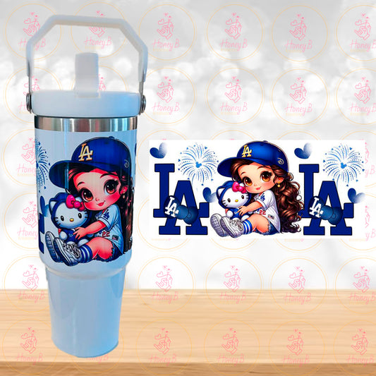 HK AND GIRL BLUE FAN LA TUMBLER 30oz