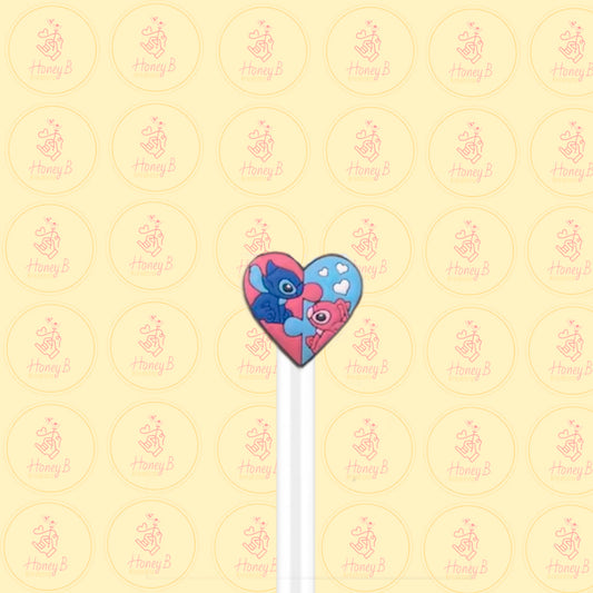 S & AGL HEART STRAW TOPPER