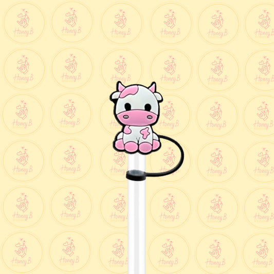 PINK COW STRAW TOPPER