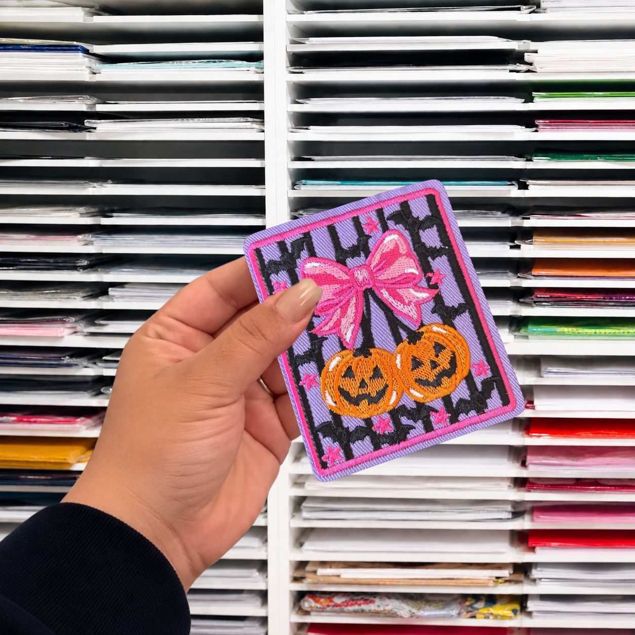 PUMPKIN BOW IRON ON PATCH