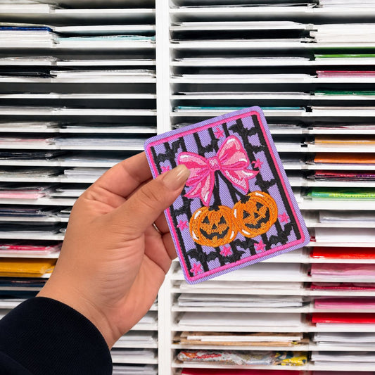 PUMPKIN BOW IRON ON PATCH