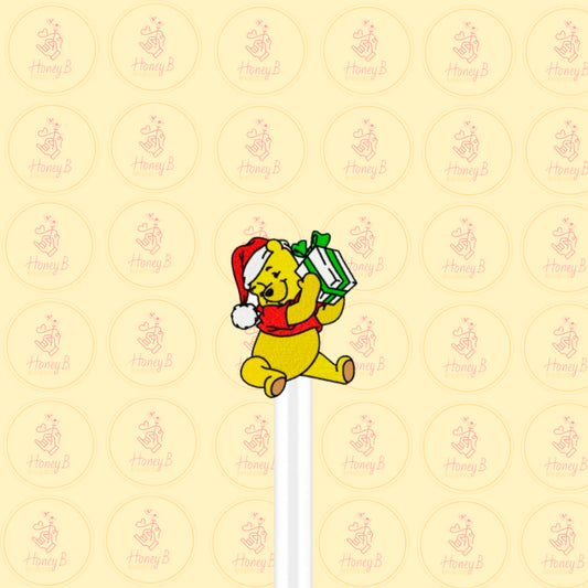HONEY BEAR XMAS 1 STRAW TOPPER