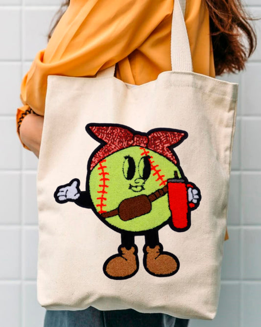 BASEBALL BALL PATCH TOTE BAG