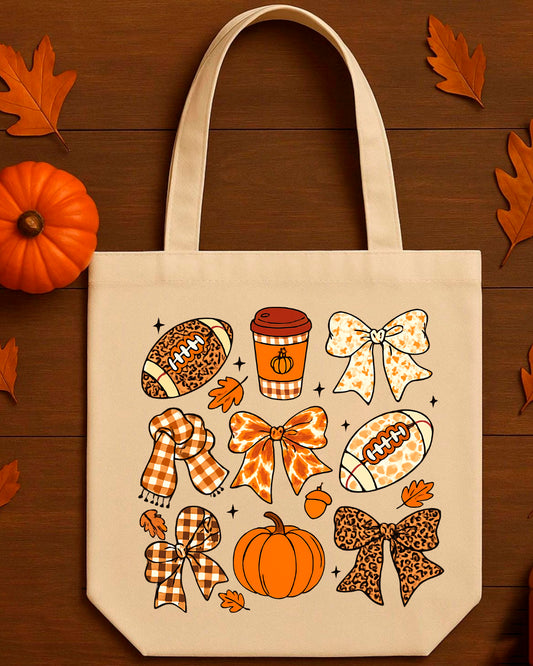 PUMPKIN FOOTBALL TOTE BAG