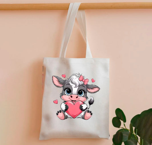 VALENTINES COW TOTE BAG