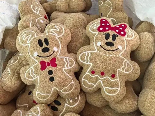 GIRL & BOY CHRISTMAS GINGERBREAD MOUSE PILLOW