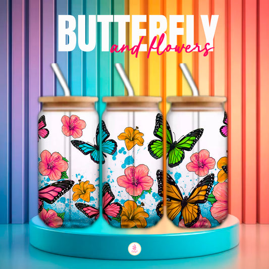 BUTTERFLY AND FLOWERS CUP